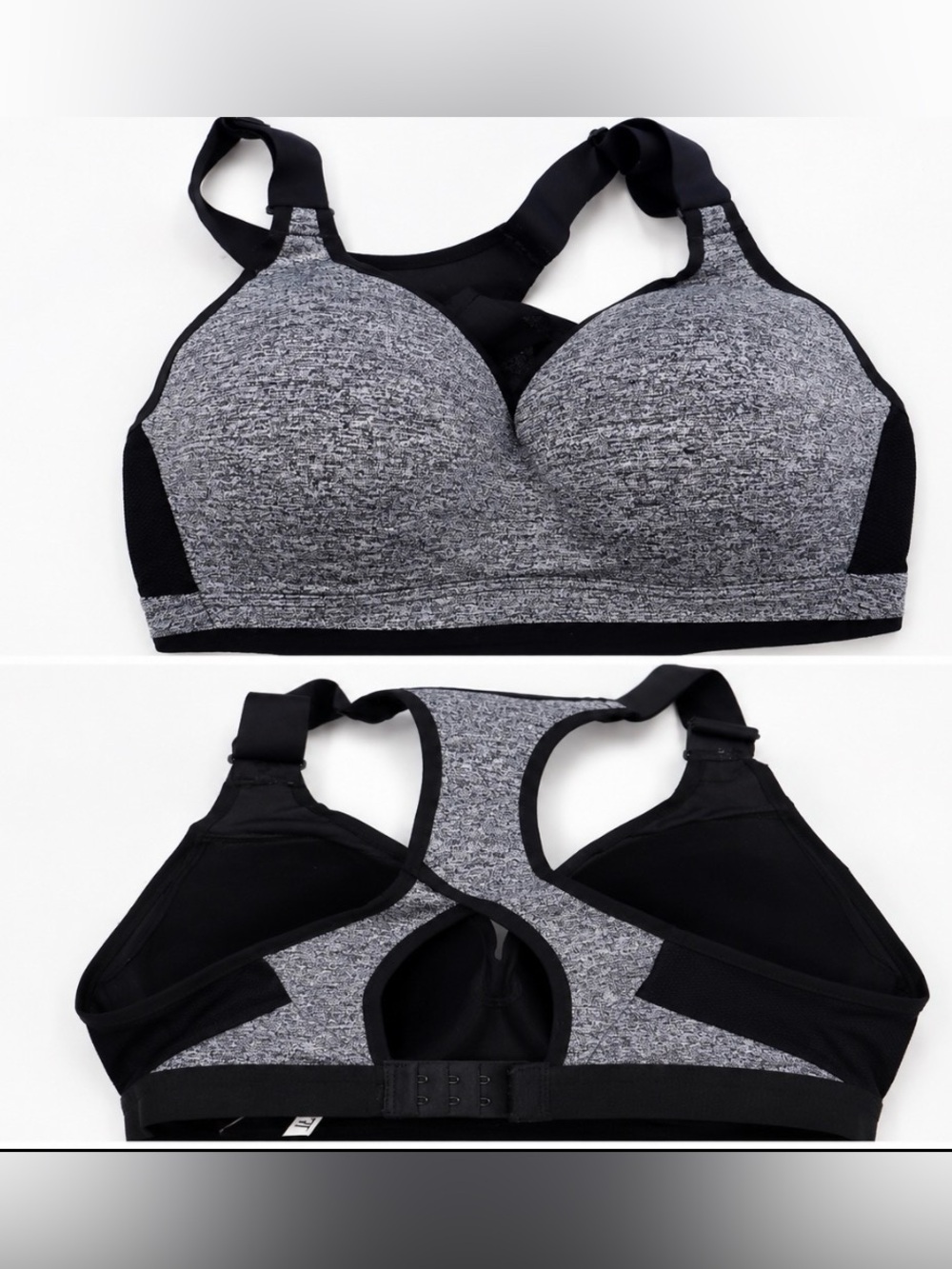 Victoria Secret Gray & Black Padded Racerback High Support Sports Bra